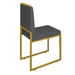 Conjunto Quatro Cadeiras Sala Jantar Barcelona Dourado/veludo:cinza - 4