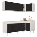 Ver imagem 1 de Armário de Cozinha Modulado de Canto Esquerdo 4 Peças Cp49 Balcão sem Tampo Branco/preto - Lumil Lum
