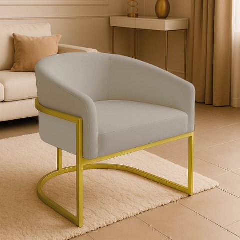 Poltrona Sala Decorativa Industrial Dourada Arielle Veludo D03 - D’Rossi
