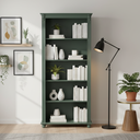 Ver imagem 1 de Estante para Livros de Madeira 4 Prateleiras Pés Torneados Sevilha - Verde Kalle Laca