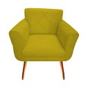 Ver imagem 3 de Kit Namoradeira + 1 Poltrona Decorativa Sabrina Couro Amarelo Pés Madeira Ms Decor