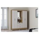 Ver imagem 4 de Cômoda 868 4 Gavetas e 1 Porta com Guarda Roupa Solteiro Córdoba 4 Portas Castanho Off White -