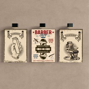 Kit 3 Quadro Decorativo Barbearia Salão Cabeleleiro Vintage 28x20cm