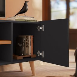 Rack Purus para Tv até "65 3 Portas - Colibri - Preto Fosco / Freijo - 7