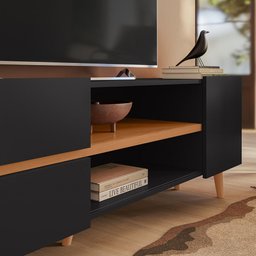 Rack Purus para Tv até "65 3 Portas - Colibri - Preto Fosco / Freijo - 5