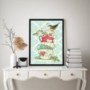 Ver imagem 1 de Quadro Vintage Cozinha Xícaras com Passarinho 24x18cm - com Vidro:madeira Branca