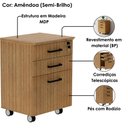 Ver imagem 6 de Mesa Escrivaninha 117 Cm Gaveteiro Pasta Suspensa com Chave Amendoa Preto Tecno Mobili