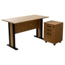 Ver imagem 1 de Mesa Escrivaninha 117 Cm Gaveteiro Pasta Suspensa com Chave Amendoa Preto Tecno Mobili