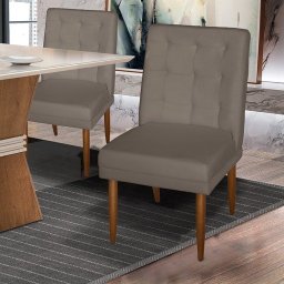 Cadeira de Jantar Estofada Diamante Suede Dimazza Móveis Dimaza Móveis Cadeira de Jantar Diamante Ca - 2