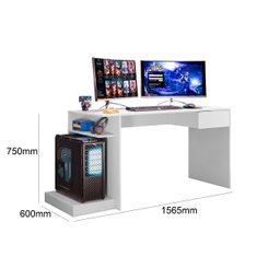 Mesa Gamer / Computador Rubi com 01 gaveta Branco - Ninho Decor - 3