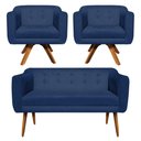 Ver imagem 1 de Kit Namoradeira 2 Lugares e 2 Poltronas Julia Azul Marinho
