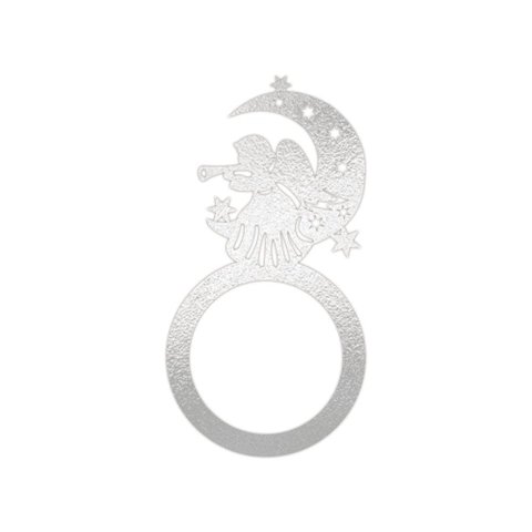 Porta Guardanapo Anjo de Natal Kit com 4 Peças 4,5cmx8,5cm - Cria Arte Laser Prata