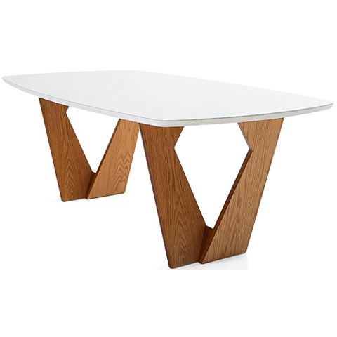 Mesa de Jantar Kamerik Base Carvalho Tampo de Vidro 190cm - 62274