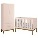 Ver imagem 1 de Jogo de Quarto Infantil Guarda Roupa 2 Portas e Berço Classic Rosa Fosco com Pés Amadeirado Reller