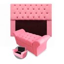 Ver imagem 1 de Kit Cabeceira Mirage + Calçadeira Baú Veneza Queen Size 160cm Suede - Ecotec Decor:Rosa