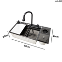 Ver imagem 2 de Cuba Cozinha Gourmet Multifuncional Preta Lixeira Lava Copos