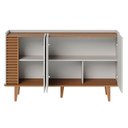 Ver imagem 5 de Balcão Aparador Buffet 3 Portas 136cm Madrid C05 Off White Matte/freijó - Mpozenato