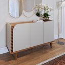 Ver imagem 1 de Balcão Aparador Buffet 3 Portas 136cm Madrid C05 Off White Matte/freijó - Mpozenato