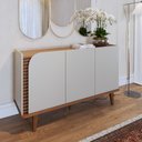 Ver imagem 2 de Balcão Aparador Buffet 3 Portas 136cm Madrid C05 Off White Matte/freijó - Mpozenato