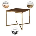 Ver imagem 3 de Jogo de Mesa Industrial Base Dourada Tampo Quadrado 90cm Amêndoa com 4 Poltronas Estofadas Nude