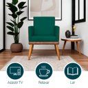 Ver imagem 4 de Poltrona Decorativa para Sala Recepção Escritório Consultório Lis Corino Peroba e Suede