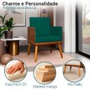 Ver imagem 2 de Poltrona Decorativa para Sala Recepção Escritório Consultório Lis Corino Peroba e Suede