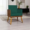 Ver imagem 1 de Poltrona Decorativa para Sala Recepção Escritório Consultório Lis Corino Peroba e Suede