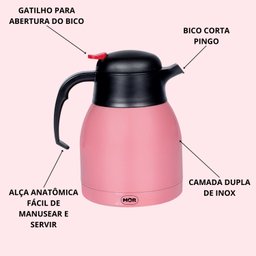 Bule Inox com Gatilho 1,2l Trendy Café Chá Água Tererê - 4
