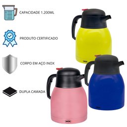 Bule Inox com Gatilho 1,2l Trendy Café Chá Água Tererê - 2