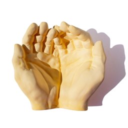 Porta Objetos Mãos 16x15cm Artesanal em Resina Mineral - Amarelo - 1