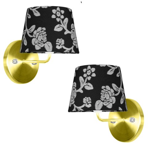 Kit 2 Arandela Dourado De Cupula Tradicional Floral Prata