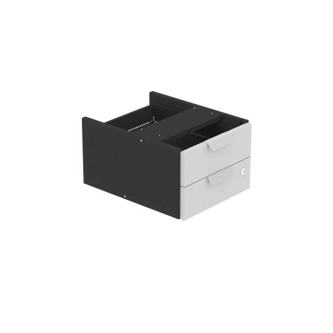 Gaveteiro Aéreo GA02G P15 2 Gavetas MDF-MDP com Trava Preto-Cinza Pandin Móveis