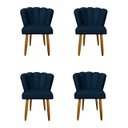 Ver imagem 1 de Kit 4 Cadeiras Flor para Quarto Penteadeira - Balaqui Decor Cor:azul Marinho