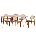Ver imagem 2 de Conjunto Mesa Malta 160cm 6 Cadeiras Malta Premium Moderna Linho Palha Off White Imbuia