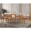 Ver imagem 1 de Conjunto Mesa Malta 160cm 6 Cadeiras Malta Premium Moderna Linho Palha Off White Imbuia