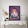 Quadro Decorativo Indiano Ganesha 45x34cm - com Vidro:madeira Preta - 2