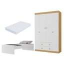 Ver imagem 1 de Jogo de Quarto Cama com Colchão Incluso e Guarda-Roupa 4 Portas 2 Gavetas Lira Multimóveis MP4837