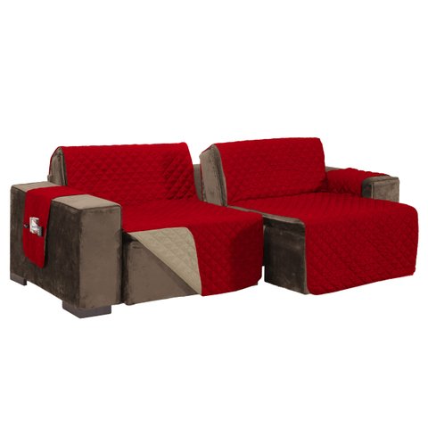 Protetor Matelado Sofá Retrátil Assento 2,20m Vermelho/Cáqui