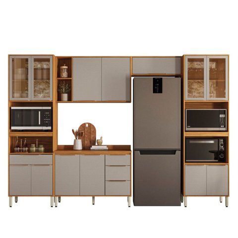 Cozinha Completa Plena 13 Portas 4 Gavetas Cinamon/nude - Demóbile