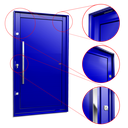 Ver imagem 3 de Porta Pivotante Alumínio Lambril c/Puxador Esq. Elite Azul 216x150 Brimak