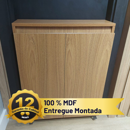 Sapateira Compacta para Hall de Entrada 2 Portas Branca com Tampo Amaneirado 12 Pares - 11