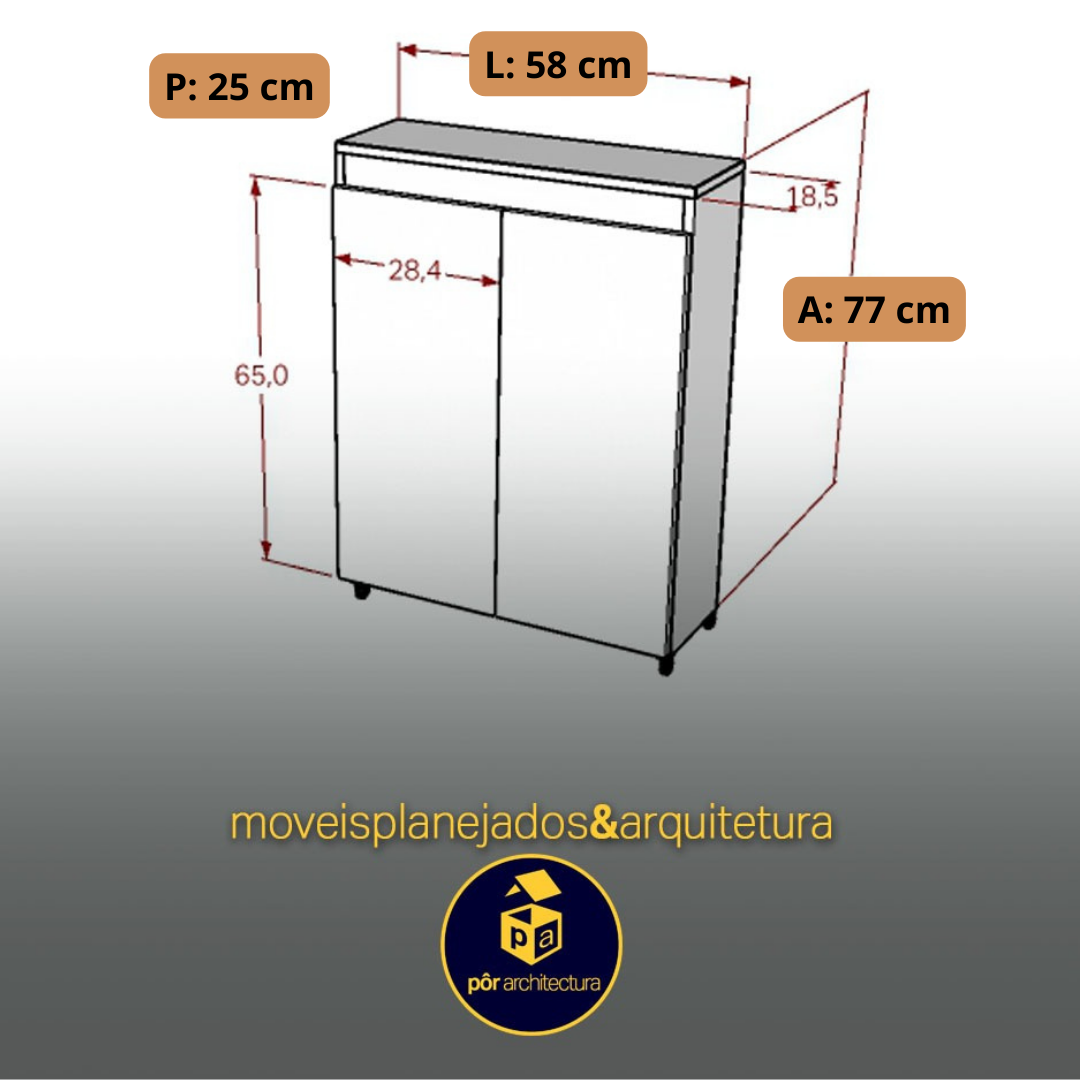 Sapateira Compacta para Hall de Entrada 2 Portas Branca com Tampo Amaneirado 12 Pares - 2