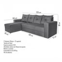 Ver imagem 3 de Sofá 3 Lugares Com Chaise Suede Cinza Zinhão