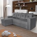 Ver imagem 2 de Sofá 3 Lugares Com Chaise Suede Cinza Zinhão