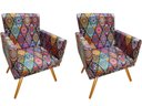 Ver imagem 1 de Kit 2 Poltronas Decorativa Bia Suede Mandala Vermelho Pés Madeira Ms Decor