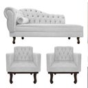 Ver imagem 1 de Kit Diva Recamier Juliana 160cm Lado Direito e 02 Poltronas Classic Suede Branco - Amarena Móveis