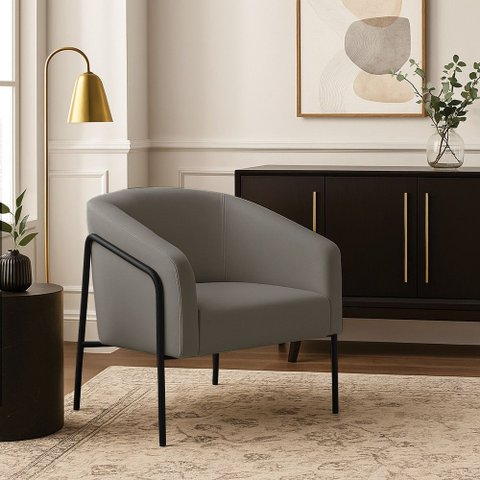 Poltrona Sala Industrial Alta Preto Stella Suede D03 - D’Rossi