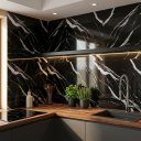 Ver imagem 4 de Painel Flexível Autocolante Mármore Preto Parede Marmorizado Decoração 10 Placas- 60x60cm