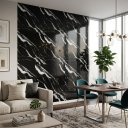 Ver imagem 6 de Painel Flexível Autocolante Mármore Preto Parede Marmorizado Decoração 10 Placas- 60x60cm