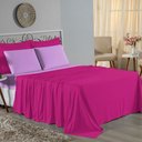 Ver imagem 1 de Jogo de Cama Casal Viúva Nobre 4 Peças Malha 100% Algodão - Pink / Lilás